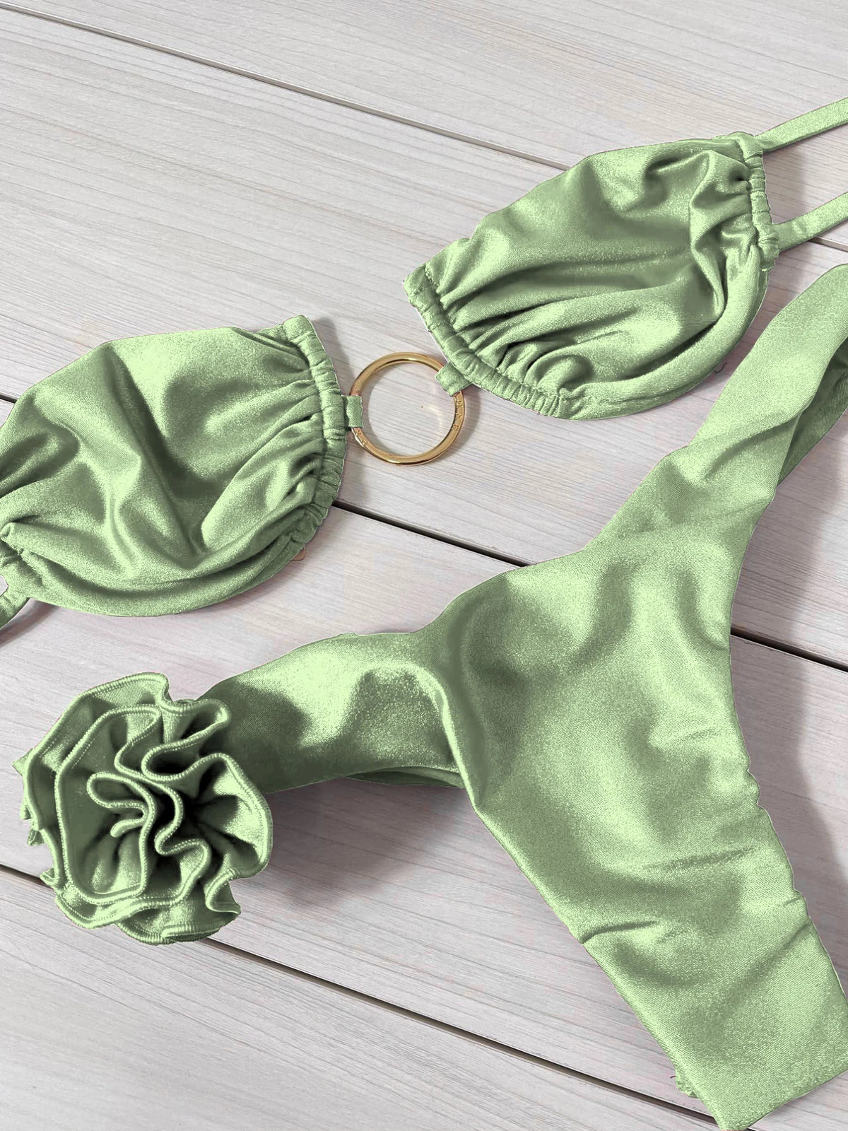 Sexy 3D Flower Bikini Swimsuit Brazilan Bikini Set Swimwear for Women High Leg Push Up Two Piece Bathing Suits Summer Female