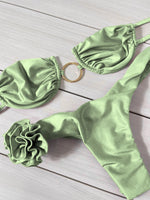 Sexy 3D Flower Bikini Swimsuit Brazilan Bikini Set Swimwear for Women High Leg Push Up Two Piece Bathing Suits Summer Female