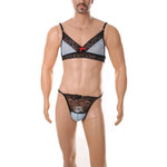 European and American men's sexy lace bra and panties temptation suit transvestite suit