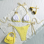 Sexy White Yellow Micro Bikini 2026 Women Metal Flower Push Up Bra Bandage Triangle Swimsuit Beach Bathing Suit Holiday Swimwear