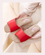 2026 New Breathable Linen Slippers For Women Men Spring Summer House Shoes Soft PU Leather Anti-slip Couples Home Floor Slides
