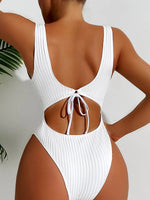S - XL Wrinkled Backless Female Swimwear One Piece Swimsuit Women High Leg Cut Bather Slim Bathing Suit Swim Bodysuit Beachwear