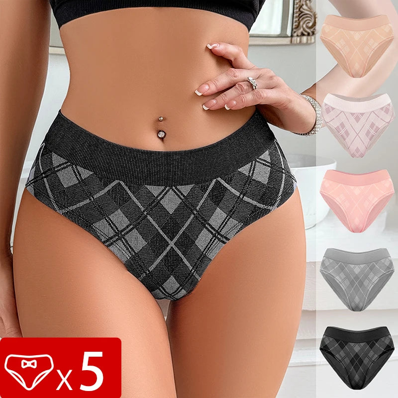 5pcs/Mid Waist Breathable Comfortable Seamless Women's Panties Female Underpants Lingerie Athletic Lady Briefs Underwear