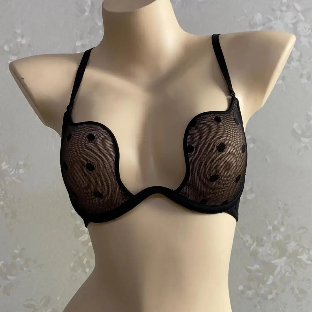U-Shaped Polka Dot Mesh Lingerie, Sexy Push-Up French Deep V Seductive Bra, Soft Underwire Push-Up Bra