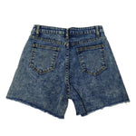 Summer Women Shorts High Waist Washed Retro Distressed Ripped Edge Butt-lifted Slim Fit Pockets Casual Club Party Short Pants