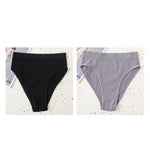 2Pcs/Set Seamless Panties High Waist Briefs Women High Leg Cut Panties Female Underpants Sexy Lingerie Solid Color Underwear S-L
