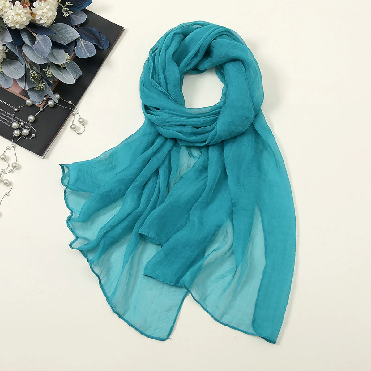 Solid Color Chiffon Scarf Fashionable Lightweight Neck Scarf For Women Summer Neck Sun Protection Silk Scarf Shawl 170*70cm