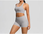 2PCS Yoga Set Gym Clothes Sportswear Women Tracksuit Fitness Tracksuit Workout Suit Sports Bra Gym High Waist Push Up Shorts