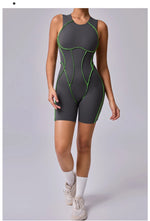 Yoga Jumpsuit Summer Short Sleeveless Sports Wear Gym Fitness Sports Bodysuit Women Dance Running Workout Clothes Yoga Jumpsuit