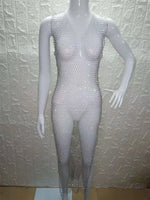 2026 New Fishnet Long Dress V-neck Mesh Sparkling Rhinestone Crystal Swimsuit Bikini Cover Up Beach Bathing Suit Women Cover Ups