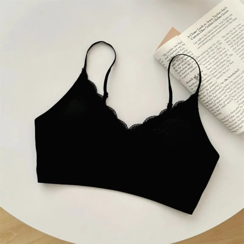 Wirefree Bra for Small Boobs Push Up Padded Strappy Summer Bralette Seamless Comfort Daily Wear Lightweight Thin Straps Lingerie