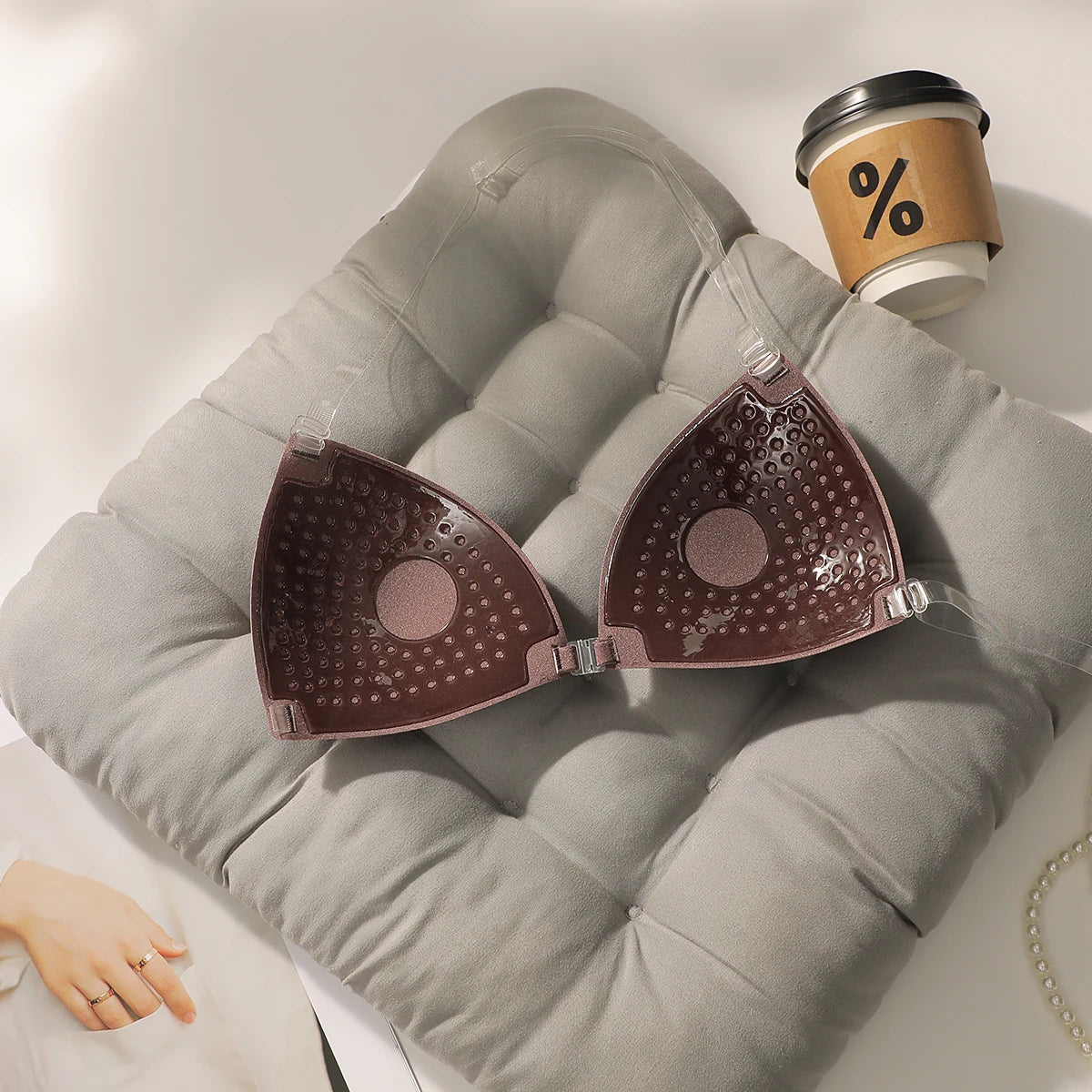Invisible underwear seamless beauty back and chest patches front button closure reusable women bra C2431