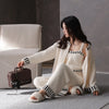 Women's Autumn and Winter Pajamas 3-Piece Set Soft and Half Velvet Thickened and Warm
