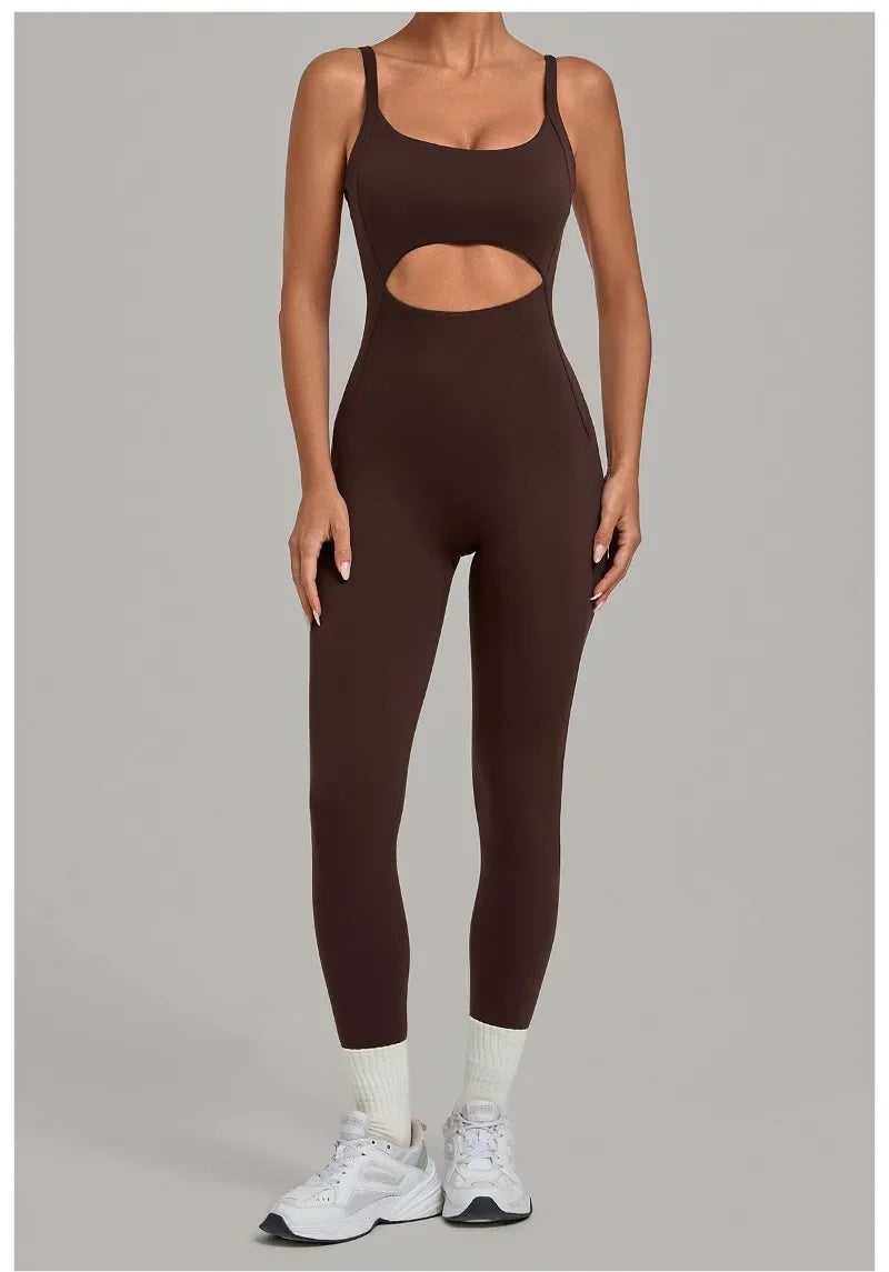 Women's Seamless Yoga Jumpsuits Sports Gym Fitness Backless Sleeveless Hip-lifting Pants One-piece Training Workout Bodysuits