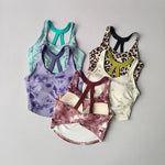 Women's Elegant Printed Yoga Sports Vest Shock Resistant Fitness Outerwear Beautiful Back Cross Shaped Design