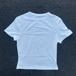 Solid color fitness women's soft breathable yoga short-sleeved comprehensive training tight T-shirt with exposed belly button