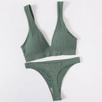 Women Seamless Bra And Panties Set Push Up Bras High Leg Cut Thongs Sport Wireless Brassiere Sexy Lingerie Ribbed Underwear