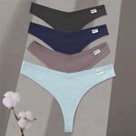 4Pcs/set Cotton Thongs Women Low-Rise Bikini Underwear M-XL Comfortable G-string Female Fruit Embroidery T-Back Panties Lingerie