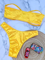Shiny Bandeau Bikinis 2025 Strapless Bikini Female Swimsuit Women Swimwear Two-pieces Bikini Set High Cut Bathing Suit Swim Lady
