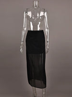 Trendix See Through Mesh Patchwork Skirts Women Fashion High Waist Casual Commuting Streetwear 2025 Vacation Party Elegant Skirt