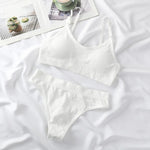 Women Padded Bra And Panties Set Wire Free Seamless Bra Sexy High Waist Thongs Underwear Sports Brassiere Female Lingerie Set
