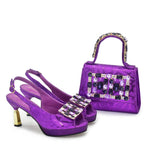 Doershow African fashion Italian Shoes And Bag Sets For Evening Party With Stones PEACH Italian Handbags Match Bags!HQ1-1