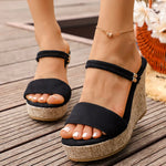 Plus Size 43 Chunky Wedges Sandals Women 2026 Summer Slip On Platform High Heels Sandals Woman Peep Toe Thick Sole Slippers