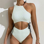 Sexy White High Waist Swimwear String Lace Up Bikinis Sets Woman 2026 Asymmetric Neck Swimsuits Bathing Suit Bikini Mujer Bather
