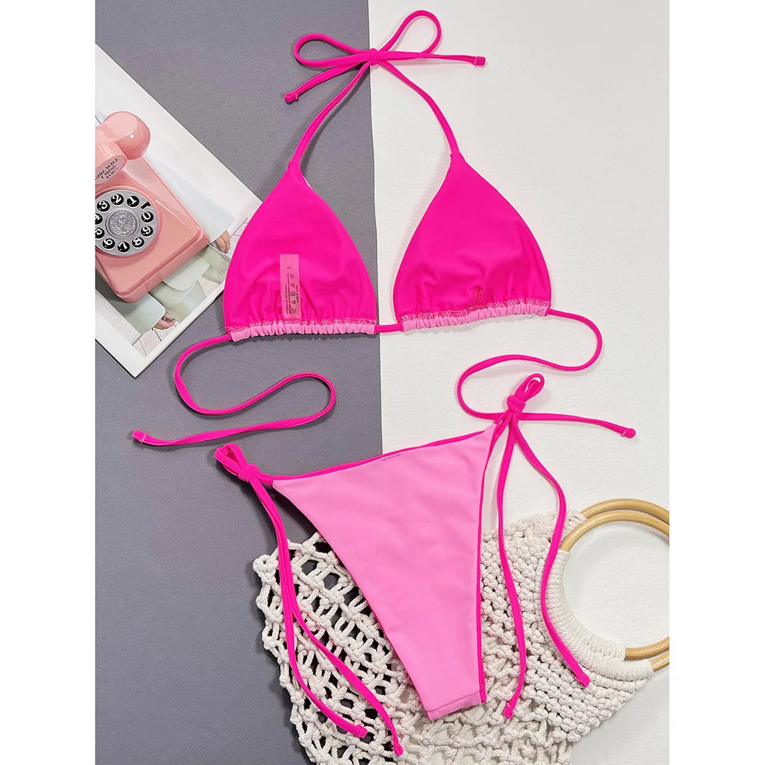 Sexy Leopard Printed Halter Brazilian Bikini Women Swimwear Female Swimsuit Two-Piece Bikini Set Bather Bathing Suit Swim V3681