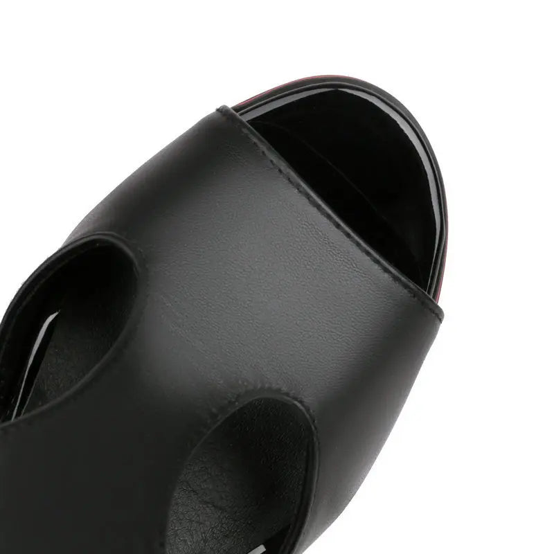 Fish Mouth High Heel Shoes Women's Summer Thick Heel Sandals Waterproof Platform Thick Sole Sexy Slim Back Zipper Hollow