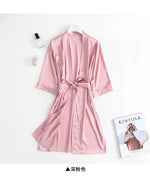 Women Wedding White Bride Robe Morning Gown 3/4 Sleeve Sleepwear Loose Nightgown Female Silk Satin Kimono Bathrobe Lingerie