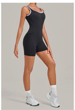 Color Blocking Brushed Yoga Jumpsuit Women Hollow Out Backless Tight Sport One Piece Suit Gym Running Exercise Fitness Bodysuits