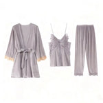 Sexy Butterfly Backless Velvet Sleepwear Set Women's Home Clothes V-neck Long Sleeve Pants Comfortable Mid-weight 2025 New