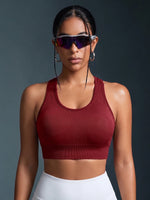 1PC Women Sports Bra Seamless Wireless Racerback Criss Cross Strappy Backless Yoga Crop Top Wide Strap Workout Gym Vest