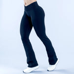 NCLAGEN Vision Flares Women Seamless Gym Yoga Pants High Cross Waist Fashion Sports Leggings Fitness Wide-leg Workout Trousers