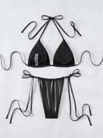 PU Faux Leather Mini Micro String Bikini Women Swimsuit Female Swimwear Two-pieces Bikini Set Thong Bathing Suit Swim Beachwear