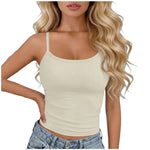 Womens Basic Spaghetti Strap Cami Top Slim Fit Backless Crop Top Summer Solid Color Casual Sleeveless Top Streetwear Y2k Clothes