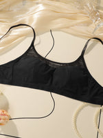 Fashionabl Black Girls' Suspender Bra Set Without Steel Support Double-Layer Inner Lining Underwear Sports Women Bra Set MR2668