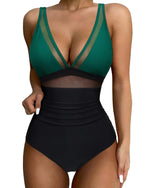 2024 Sexy One Piece Swimsuit Women Mesh Strappy Plunge Swimwear Tummy Control Bathing Suits Beach Wear Monokini Swimming Suit