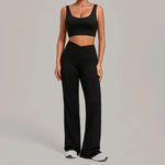 Women's Seamless Yoga Sets Sports Fitness Hip-lifting High Waist Flared Pants Backless Bra Suits Training WorkoutLeggings Sets