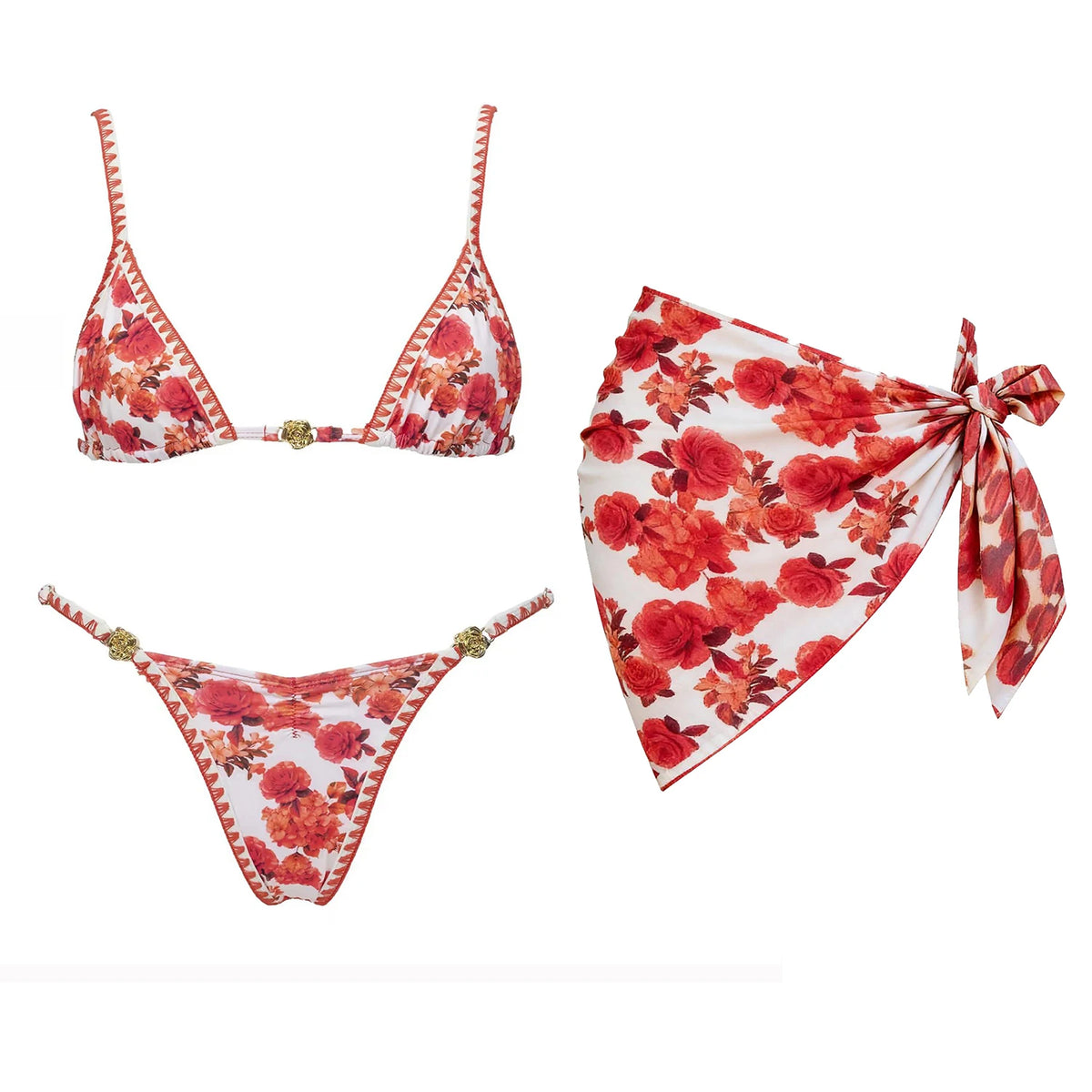 2026 3Pcs Bandeau Biquini Women Sexy Bikini Women Swimsuit Printed Swimwear Female Swim Suit Mini Skirt Bathingsuit Beachwear