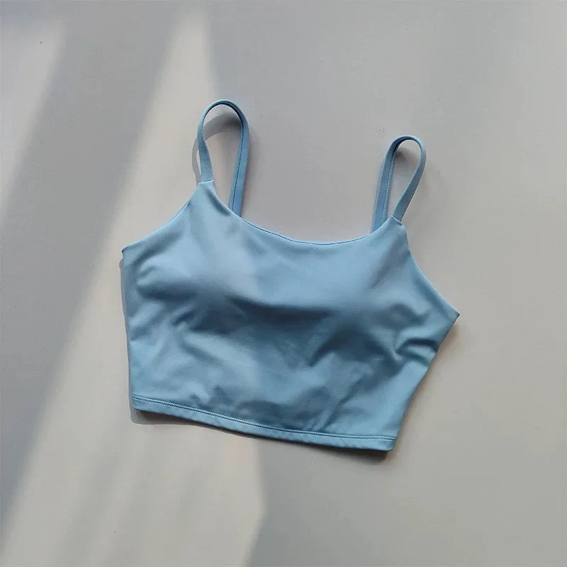 Women's yoga sports bra, small camisole vest integrated fixed gathering sports and fitness bra