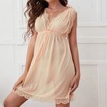 LingerieAdd Sexy Deep V Slip Nightdress Lace Hot Seductive Sex Pajamas Women Big Chest NightdressSummer Dress