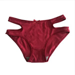 Women's High Waist Cut out Panties Hollow out Solid Color Bow Cotton Crotch Briefs Ladies Cotton Lingerie Underwear