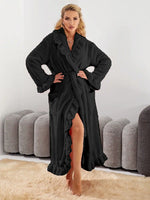 Autumn Winter Thick Coral Fleece Robe Soft Fluffy Loungewear Homewear Night Gown Women Long Warm Bathrobe for Ladies