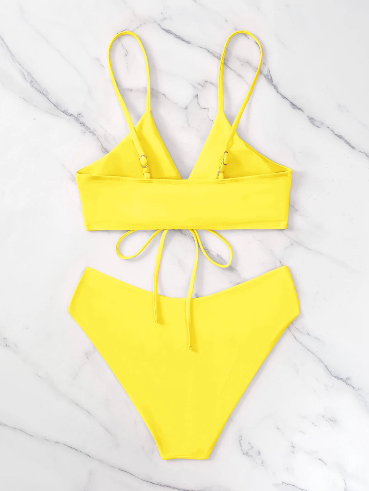 New Women's Swimsuit High Waist Two Piece Bikini Set Hollow Out V-neck Bandage Cross Backless Beach Swimwear Summer Bathing Suit