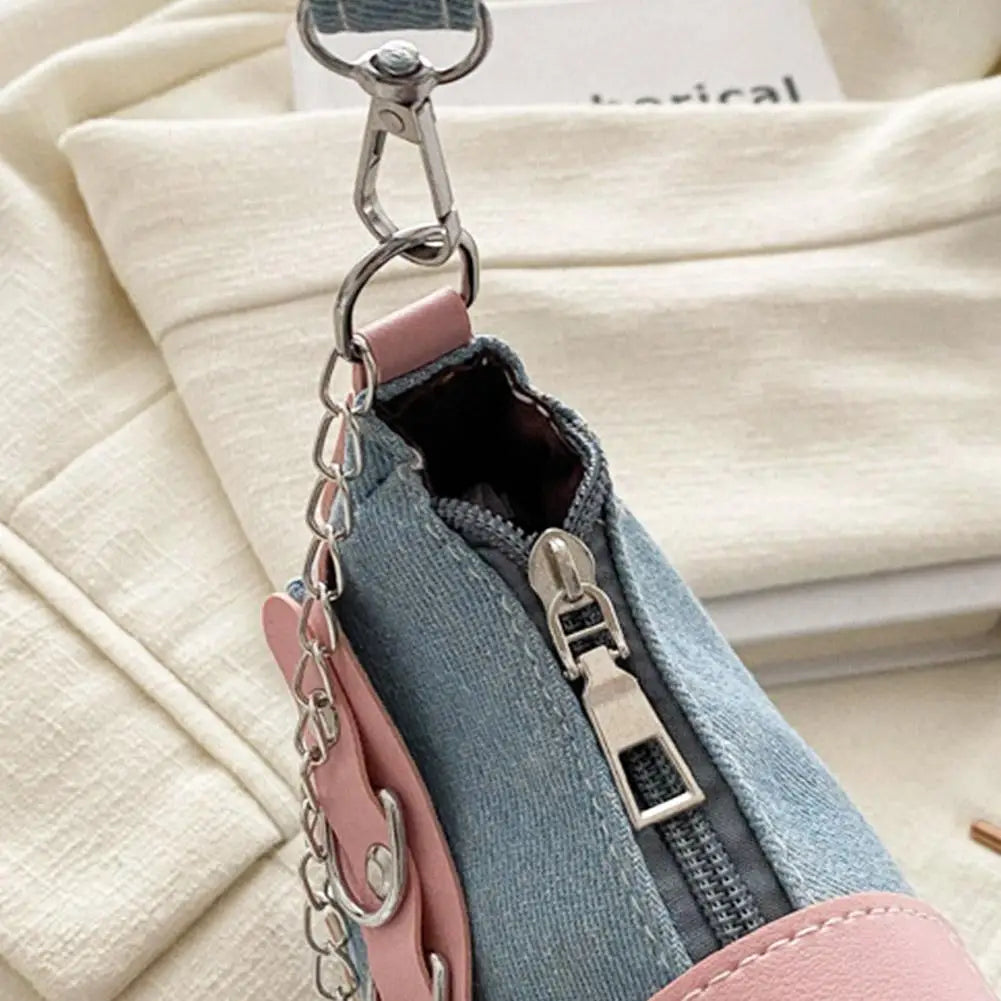Fashion Women's Handbags Denim Stars Pattern Cool Girls Underarm Bag Female Small Shoulder Hobo Bags Chain Tote Bag