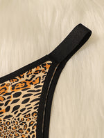 Women's sexy leopard print underwear with low waist and seamless hollow out easy to wash and dry close fitting underwear C2385