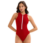 2026 New Zipper One Piece Swimsuit For Women Plus Size Swimwear Solid Bathing Suit Summer Beachwear Swimming Suit For Women 3XL