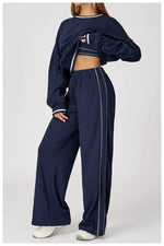 Women's Seamless Yoga Set Long-sleeved Top Pants Tracksuit Running Fitness Sports Set High Waist Slim-fitting Suit